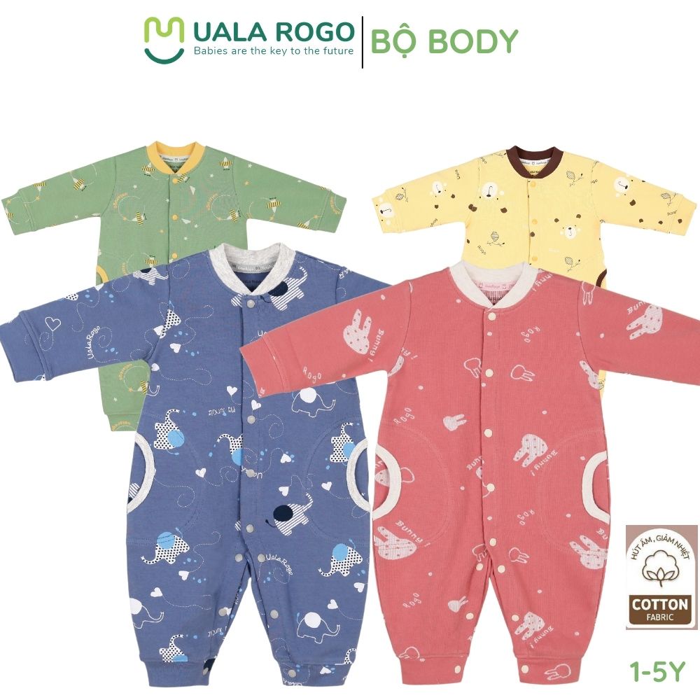 [FULL] - Bộ body dài tay cho bé 0-12 tháng Ualarogo vải peptit/ bamboo/ cotton mềm mại co giãn thoải mái