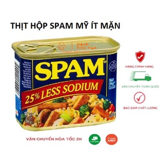 Thịt Hộp Spam Mỹ Ít Mặn 25% Less Sodium Hộp 340g
