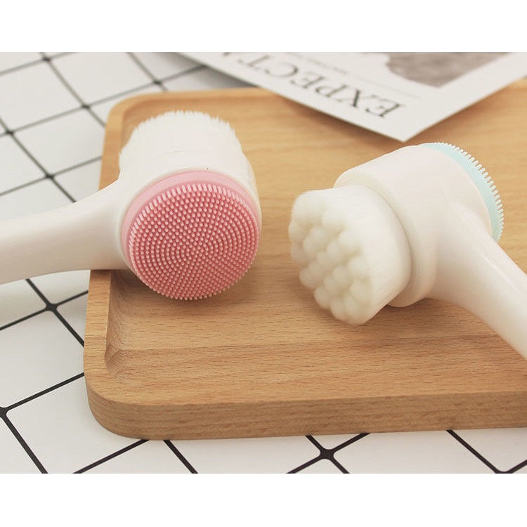 Cọ Rửa Mặt 2 Đầu silicon Hàn Quốc Siêu Hot loại có hộp nhựa - Dụng cụ massage mặt