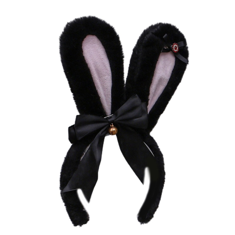 Băng Đô Tai Thỏ Lông Đính Đá Phong Cách Lolita