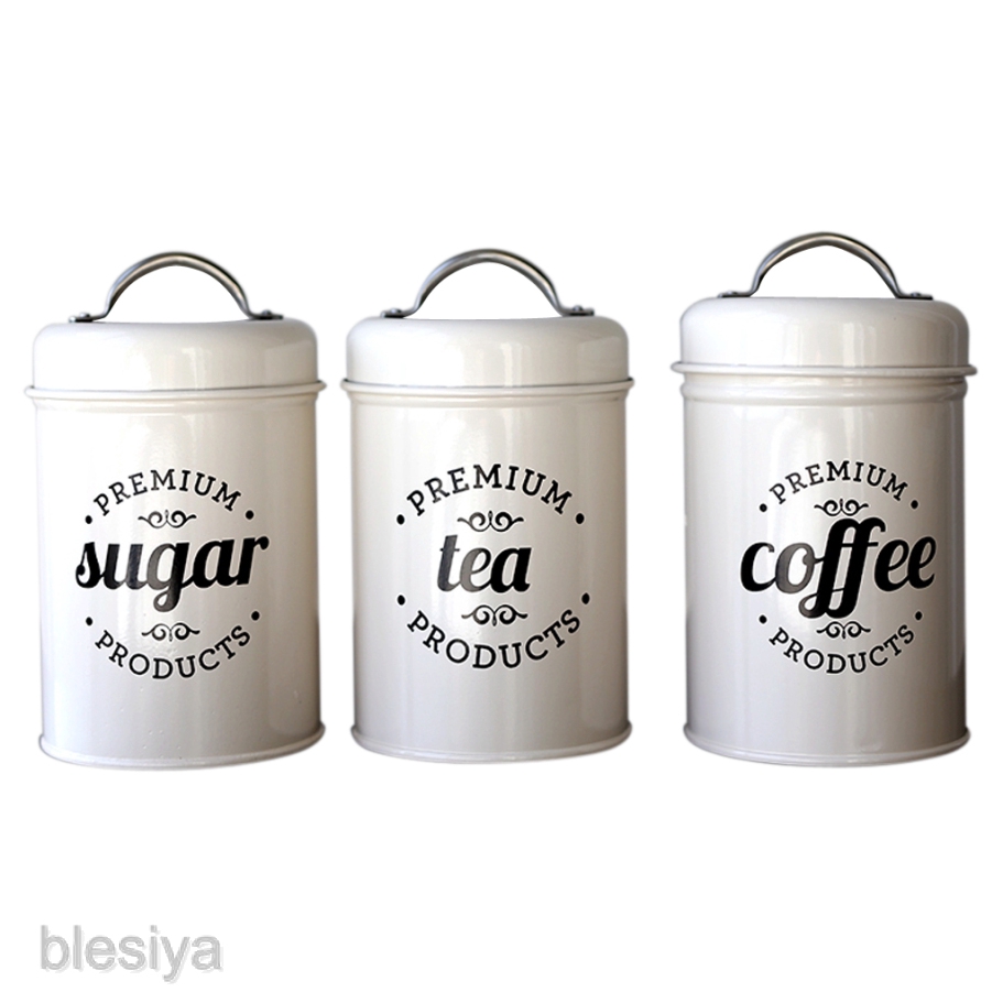 Hộp thiếc đựng trà/cà phê/đường có nắp đậy tiện dụng