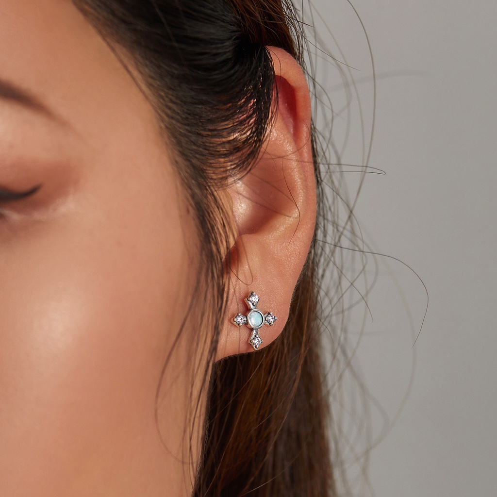 Bamoer Vòng cổ bạc 925 Mặt Thánh Giá Và Đôi Mắt Thần Thánh Phong Cách Vintage Lãng Mạn Cho Nữ