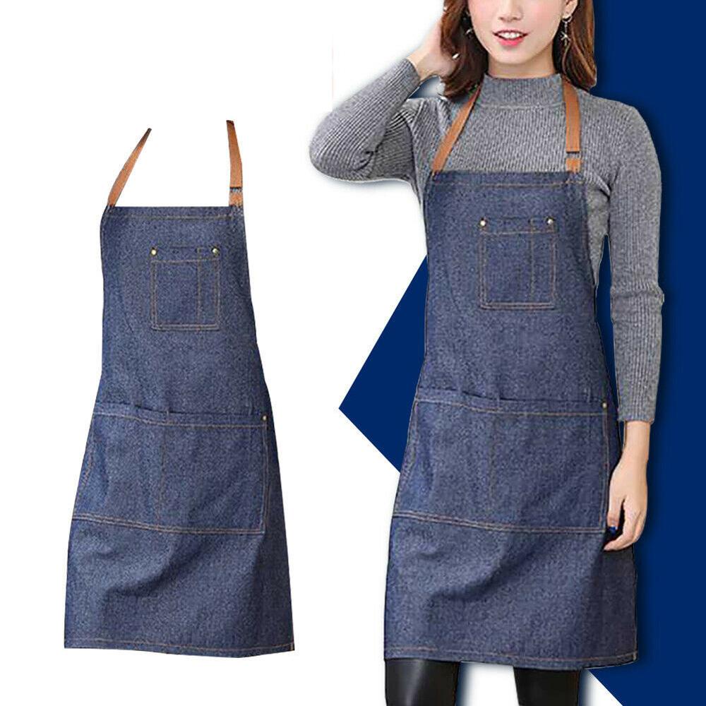 Tạp Dề Denim Không Tay Chống Bẩn Dành Cho Nữ
