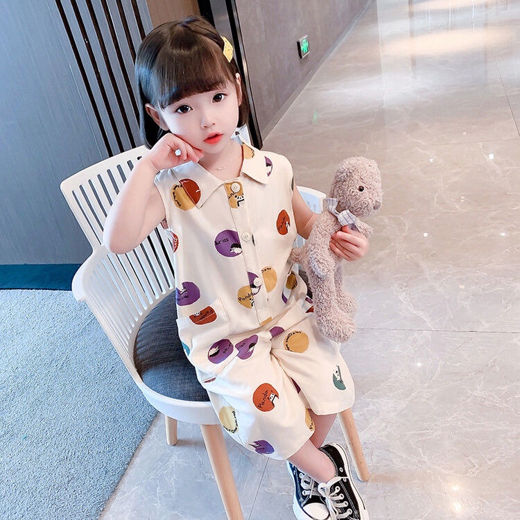 Bộ Áo Liền Quần Bằng Cotton Mỏng Phong Cách Nhật Bản Hàn Quốc Thời Trang Mùa Hè Hàng Mới Dành Cho Bé Gái 2022