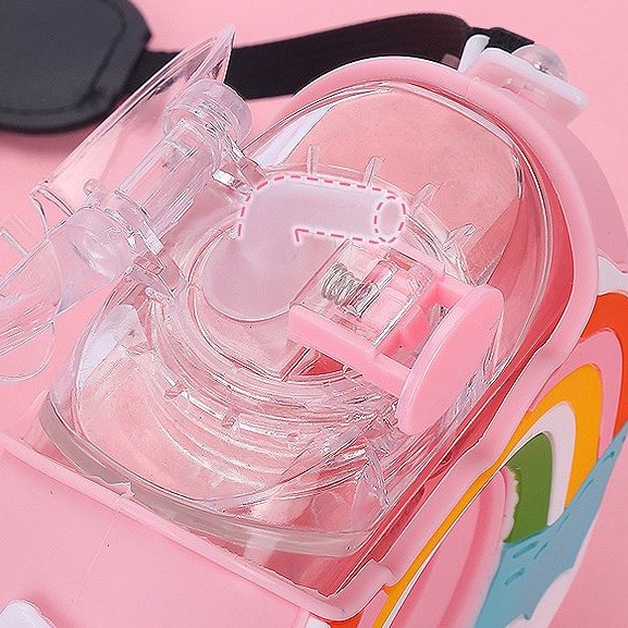 Bình Nước Thể Thao 380ML Hình Bánh Donut Kitty Chống Rò Rỉ Có Ống Hút Và Dây Đeo Vai