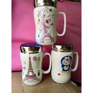 Cốc sứ giữ nhiệt có nắp gương