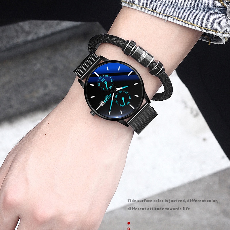 Đồng hồ nam chính hãng cao cấp đẹp dây thép lưới TITANIUM chống nước giá rẻ thời trang  W20