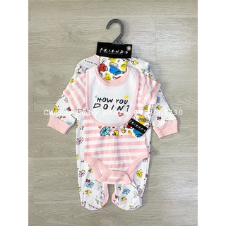 Set 3 món Body gồm body liền tất + bodysuit + yếm cổ