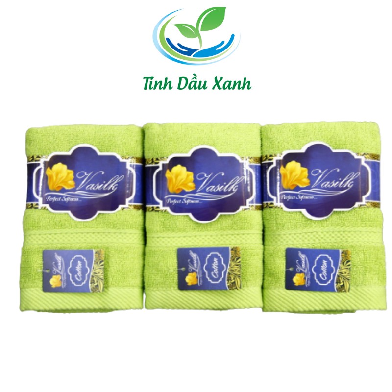 Khăn mặt cao cấp Tinh Dầu Xanh 100% chất liệu cotton vasilk kích thước 28 x40 cm