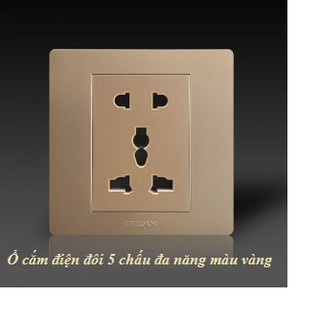 Ổ cắm điện đôi gắn âm tường 5 chấu đa năng Gelan