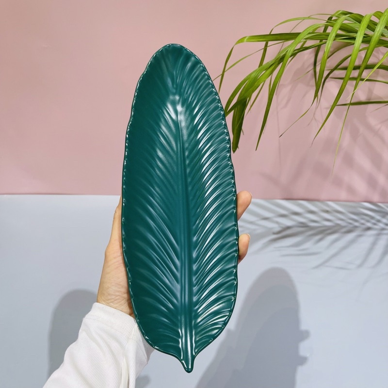 Đĩa gốm sứ decor trang trí đồ ăn đĩa lá chuối độc lạ