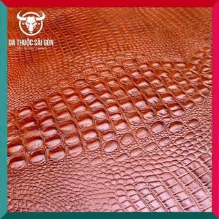 Da Bò Dập Vân Cá Sấu Cao Cấp Thương Hiệu Da Thuộc Sài Gòn Màu Vàng Bò - Cung Cấp Da Bò Thuộc