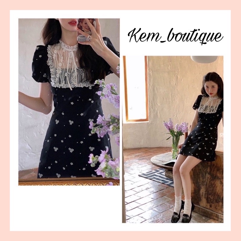 váy hoạ tiết hoa cổ ren sang trọng