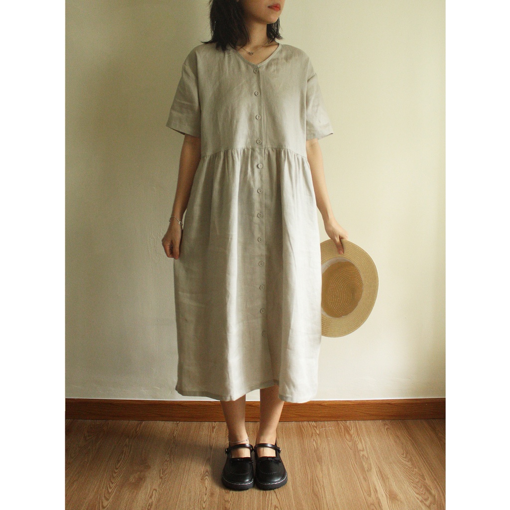 Đầm xòe linen tưng cao cấp dáng dài - by Tháng Năm
