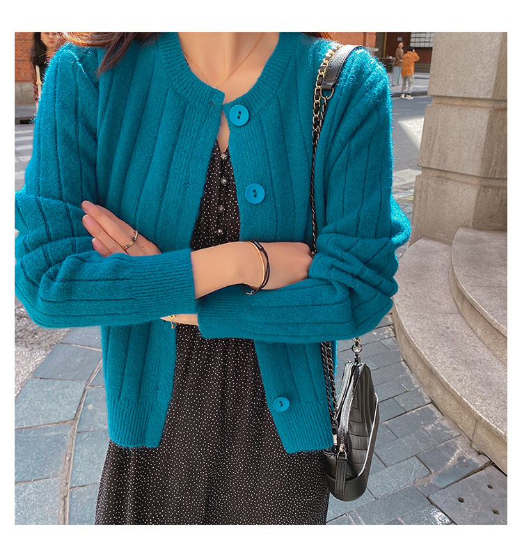 Áo len nữ Cardigan Dệt Kim Tay Dài Màu Trơn Thời Trang Mùa Thu