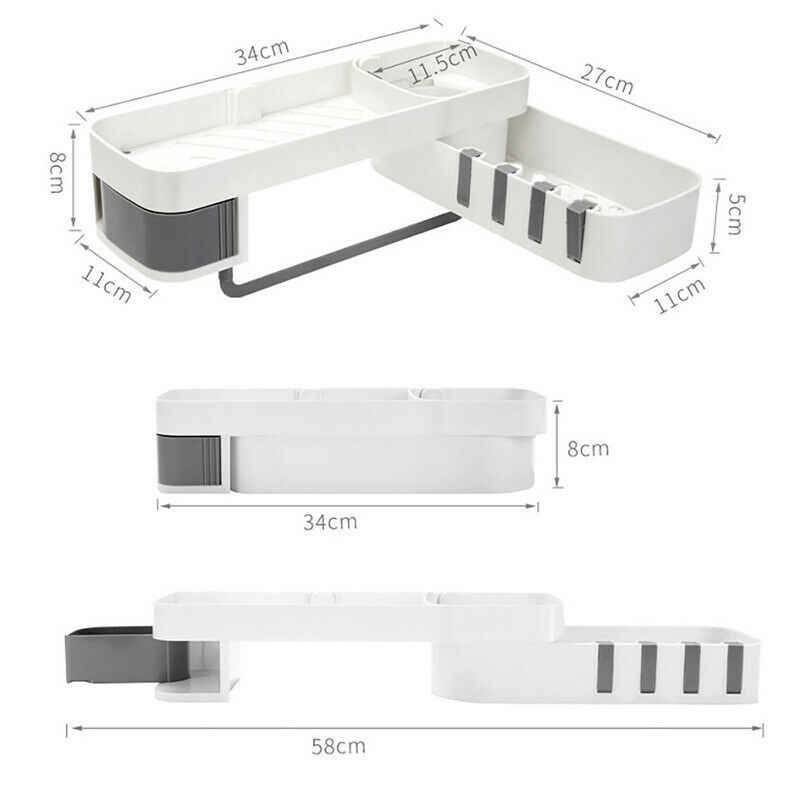 KỆ GÓC TƯỜNG 2 TRONG 1 ĐỂ ĐỒ GIA ĐÌNH ĐA NĂNG BẰNG NHỰA XOAY 180 ĐỘ KÈM CÁC MÓC TREO VÀ GIÁ PHƠI KHĂN