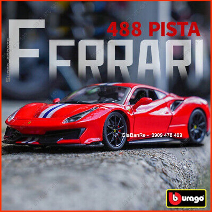 Xe Mô Hình Kim Loại Ferrari 488 Pista Tỉ Lệ 1:24- Bburago - Đỏ - 8131 1