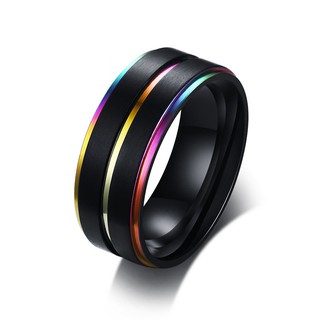Nhẫn nam Titan đen Viền titanium 7 màu
