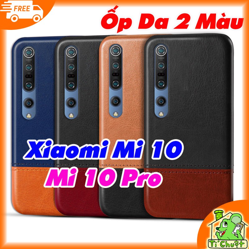 [Cao Cấp] Ốp Lưng Xiaomi Mi 10/ 10 Pro Da PU Phối 2 Màu Sọc Chỉ