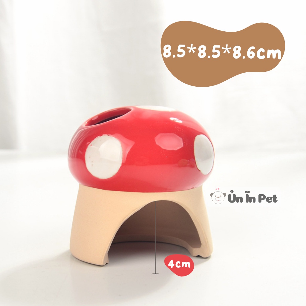 Nhà ngủ sứ hamster NẤM BI ĐỎ siêu mát, dễ thương