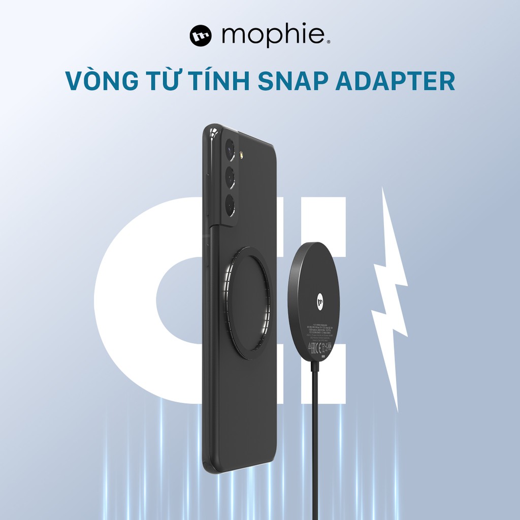 Miếng sạc Mophie Snap Plus - sạc nhanh không dây chuẩn Qi, công suất lên tới 15w, nam châm hít, vòng từ tính adapter