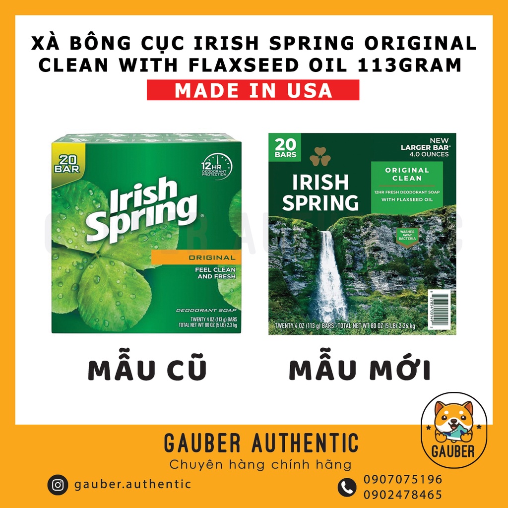 XÀ BÔNG CỤC IRISH SPRING ORIGINAL CLEAN WITH FLAXSEED OIL 113GRAM