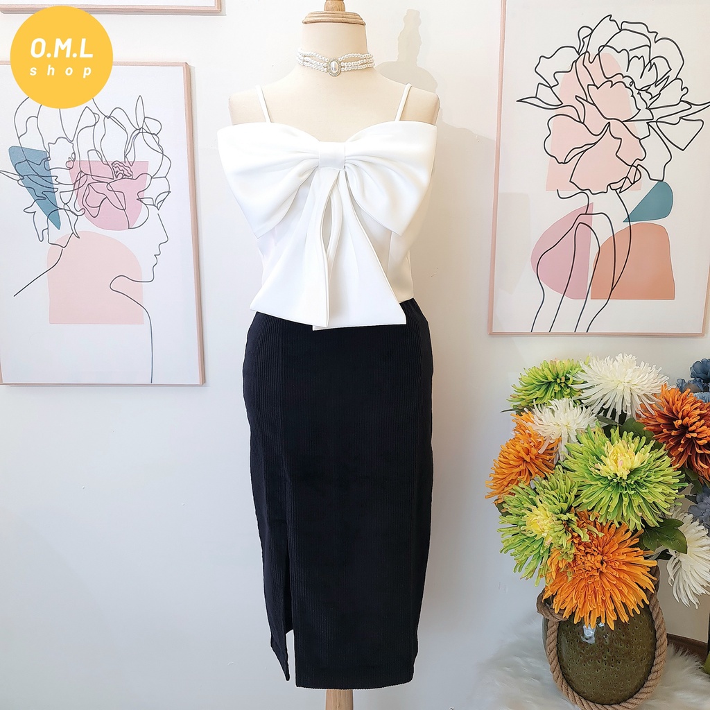 Áo croptop hai dây nơ lớn ĐỨNG PHOM xinh đẹp trẻ trung