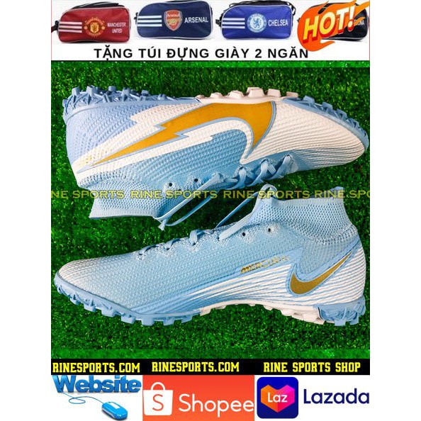 GIÀY BÓNG ĐÁ  Mercurial Vapor VII 7 xanh ngọc cổ cao SÂN CỎ NHÂN TẠO HÀNG SUPER THAILAND