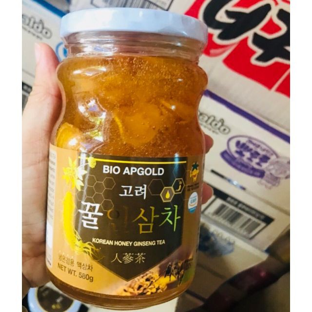 Sâm tươi thái lát ngâm mật ong Bio ApGold Hàn Quốc 580g