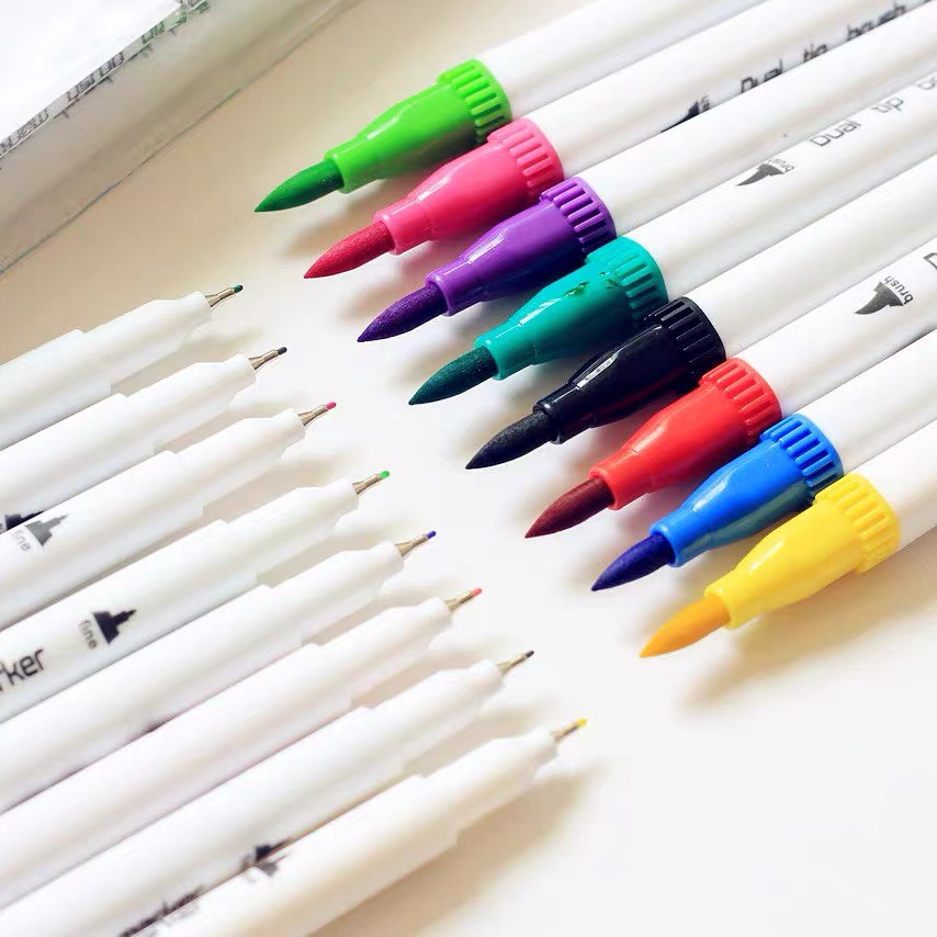 Dual brush pen DecorMe bút brush fineliner set 12 bút calligraphy phụ kiện văn phòng phẩm
