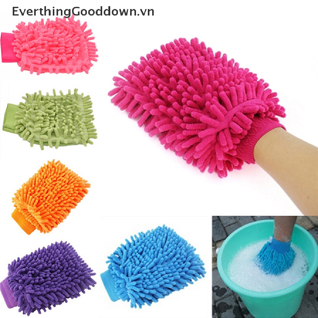 Găng Tay Rửa Xe Hơi 2 Trong 1 Bằng Sợi Microfiber Mềm Mại Chống Trầy Xước