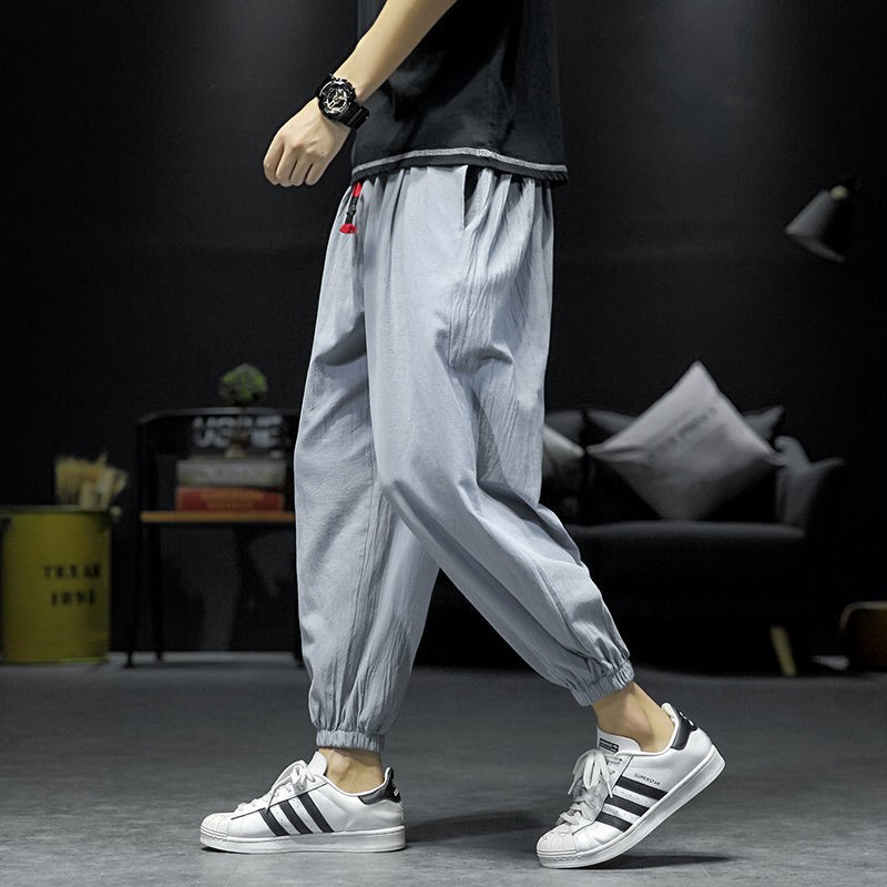 Spring trousers men's loose and versatile trend wide-leg harem pants fat plus size lantern nine points casual pants men