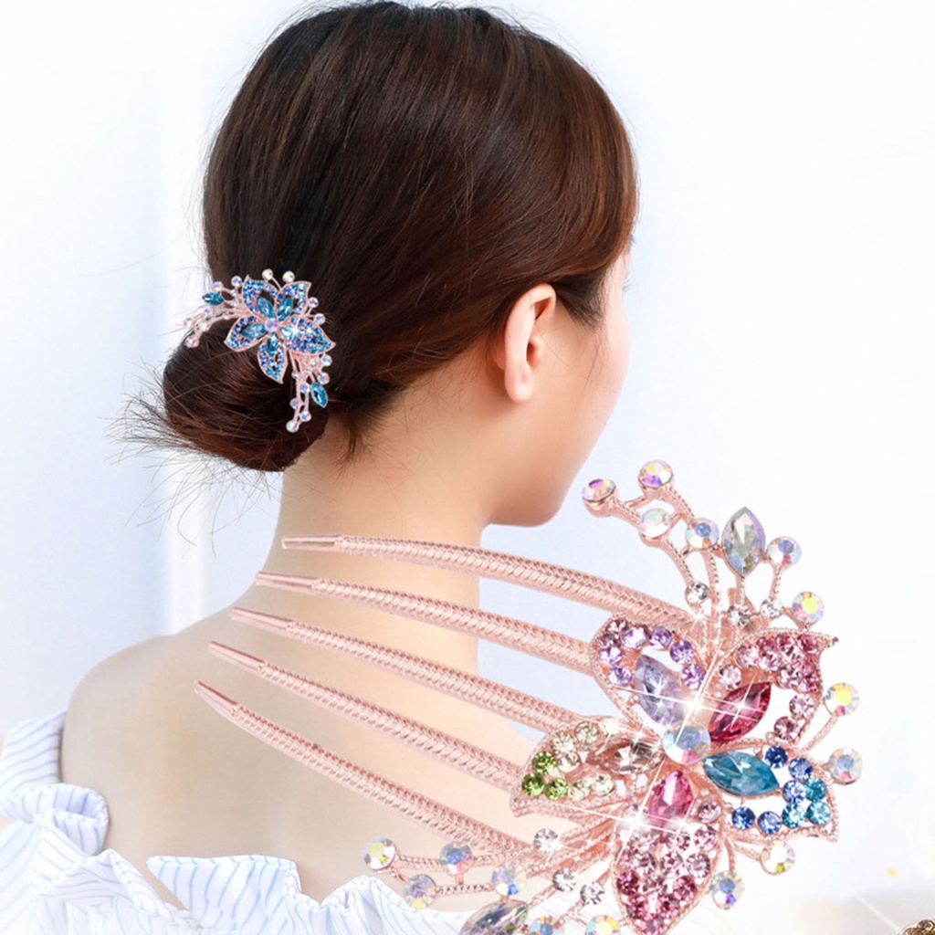 Lược cài tóc hình hoa đính đá thanh lịch cho cô dâu