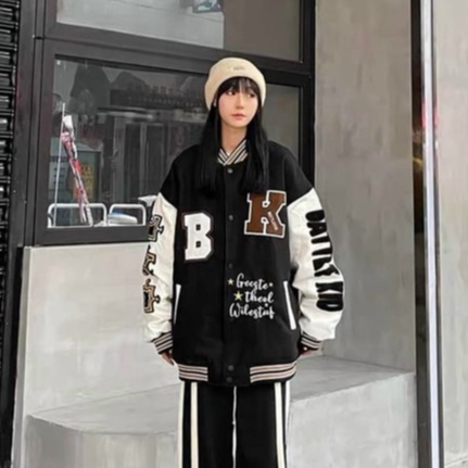 Áo Khoác Bomber K Vải Nỉ Dày Dặn Che Nắng Giữ Ấm Thời Trang Tuổi Teen