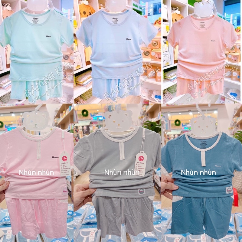 Bộ cộc tay mầu trơn Avaler chất sợi tre (màu pastel nhẹ nhàng) size 3-6m đến 3-4y