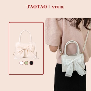 Túi xách nữ đeo chéo nơ túi dáng vuông trắng túi đi tiệc sang chảnh cô gái ngọt ngào