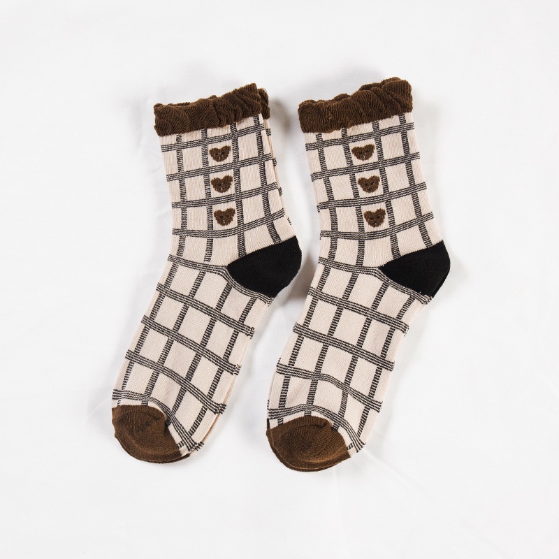 HSUTất cổ cao Bivota vớ tất nữ cotton thu đông ngọt ngào họa tiết xinh xắn HSU