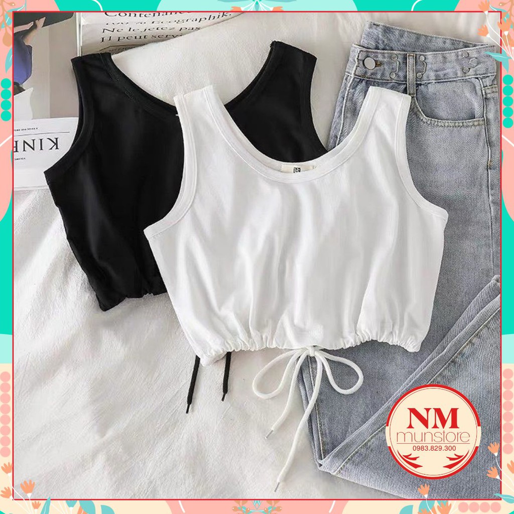 [ ẢNH THẬT ]  Áo ba lỗ croptop bazic 𝐍𝐌  2 màu đen, trắng, chất cotton thấm hút mồ hôi, dây điều chỉnh