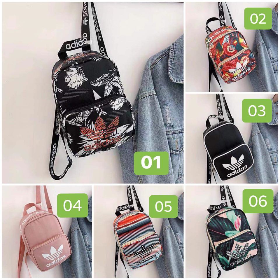 Balo mini ADIDAS xuất xịn vải dù in hoa văn hoạ tiết nhiều màu