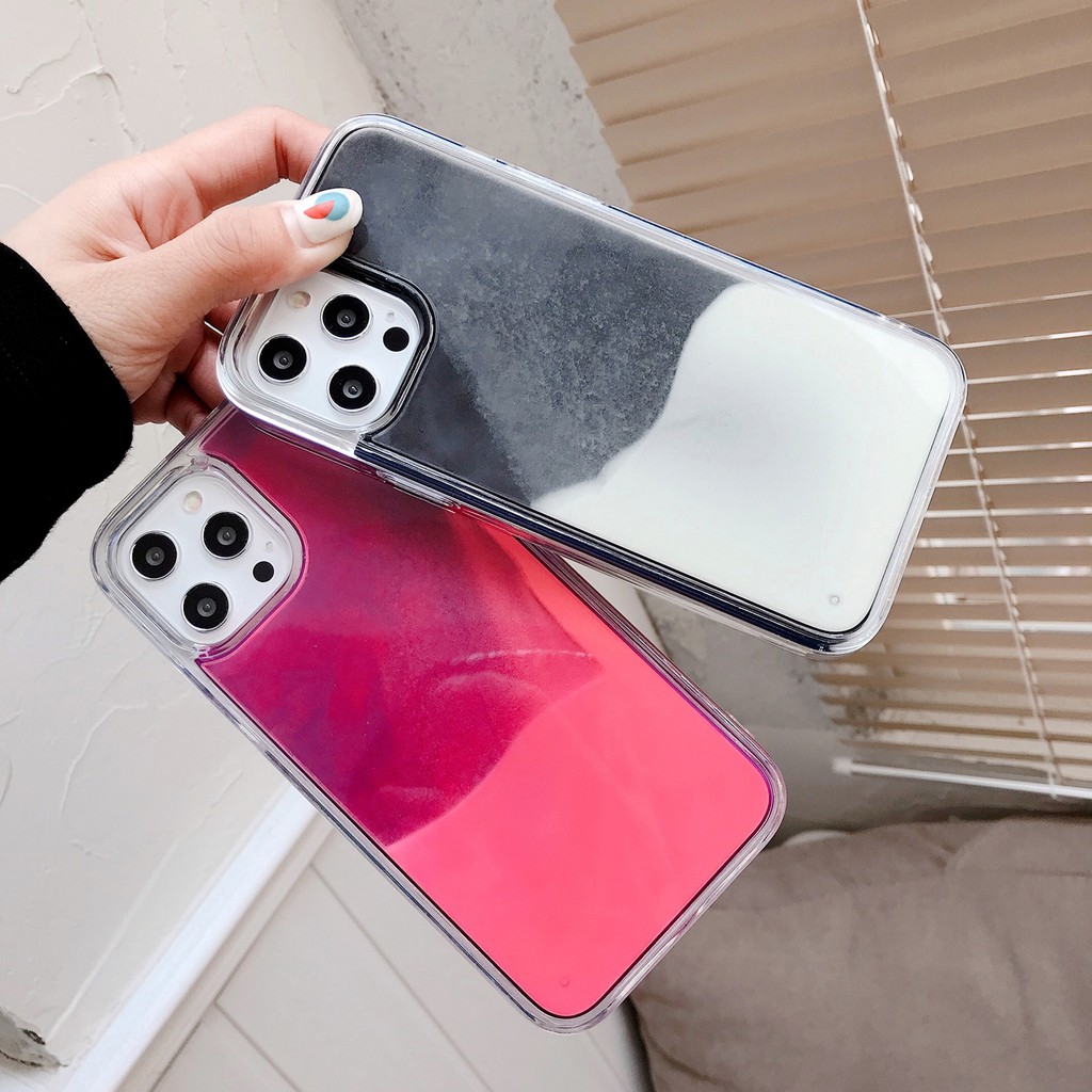 Ốp Điện Thoại Cát Neon Lấp Lánh Phát Sáng Sang Trọng Cho iPhone 14 13 12 11 Pro Max XS XR 8 Plus