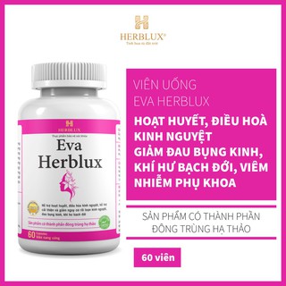 Viên điều hòa kinh nguyệt Eva Herblux giảm đau bụng kinh viêm nhiễm phụ khoa, khí hư huyết trắng [60 viên] Ago