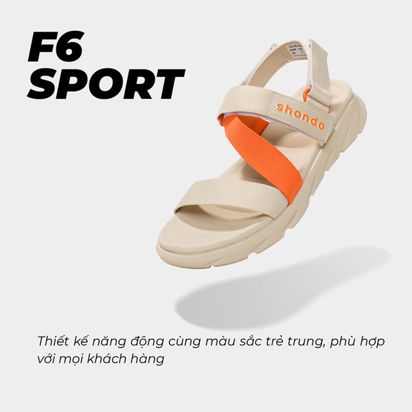 SHONDO | Sandal Shondo F6 sport đế be phối quai cam F6S2580