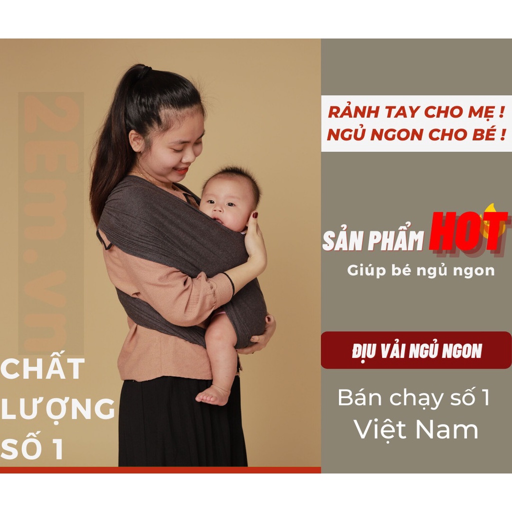 màu Hồng Đậm - 0-24 tháng Địu Em Bé mềm mại, thoáng khí, co giãn, trợ thủ- Địu vải sling cho bé chỉnh size