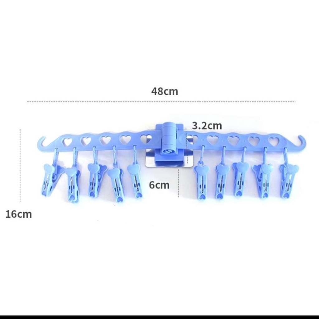 Móc 10 Kẹp Phơi Tất Vớ, Khăn, Quần Áo - Kẹp Nhựa Treo Gắn Dán Tường Phơi Đồ Đa Năng Không Cần Khoan Đục