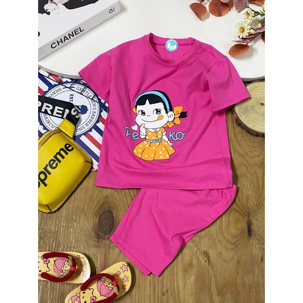 Set 3 bộ đồ bé gái bộ đồ lửng cho bé gái in hình BUPBE PEKO đáng yêu chất vải co giãn 4 chiều cho bé từ 8kg đến 25kg