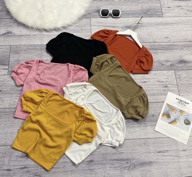 Áo CROPTOP CỔ VUÔNG TAY PHỒNG
