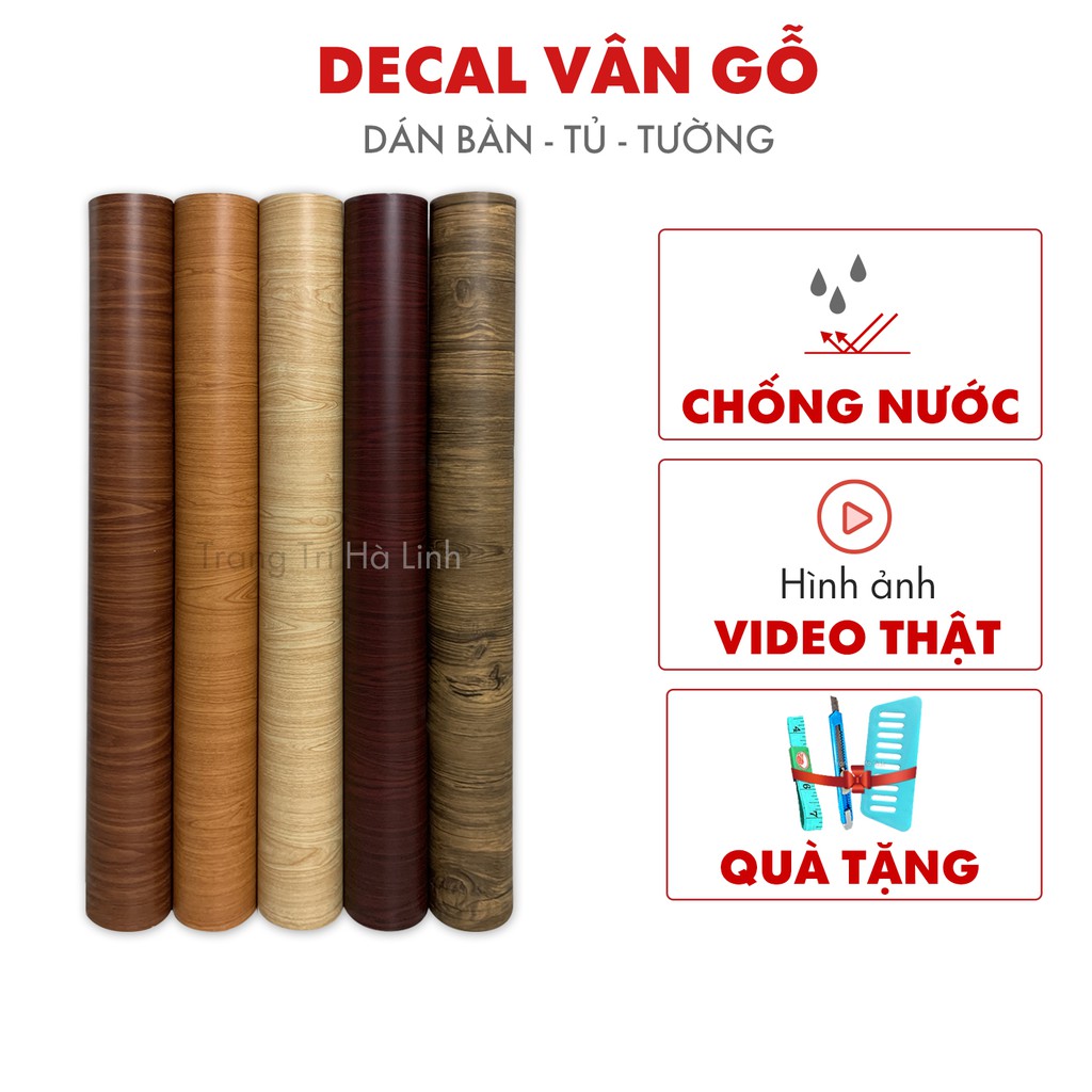 Giấy decal dán tường giả vân gỗ dán bàn tủ chống nước khổ 1.2m sẵn keo đẹp giá rẻ [có bán kèm dụng cụ thi công]