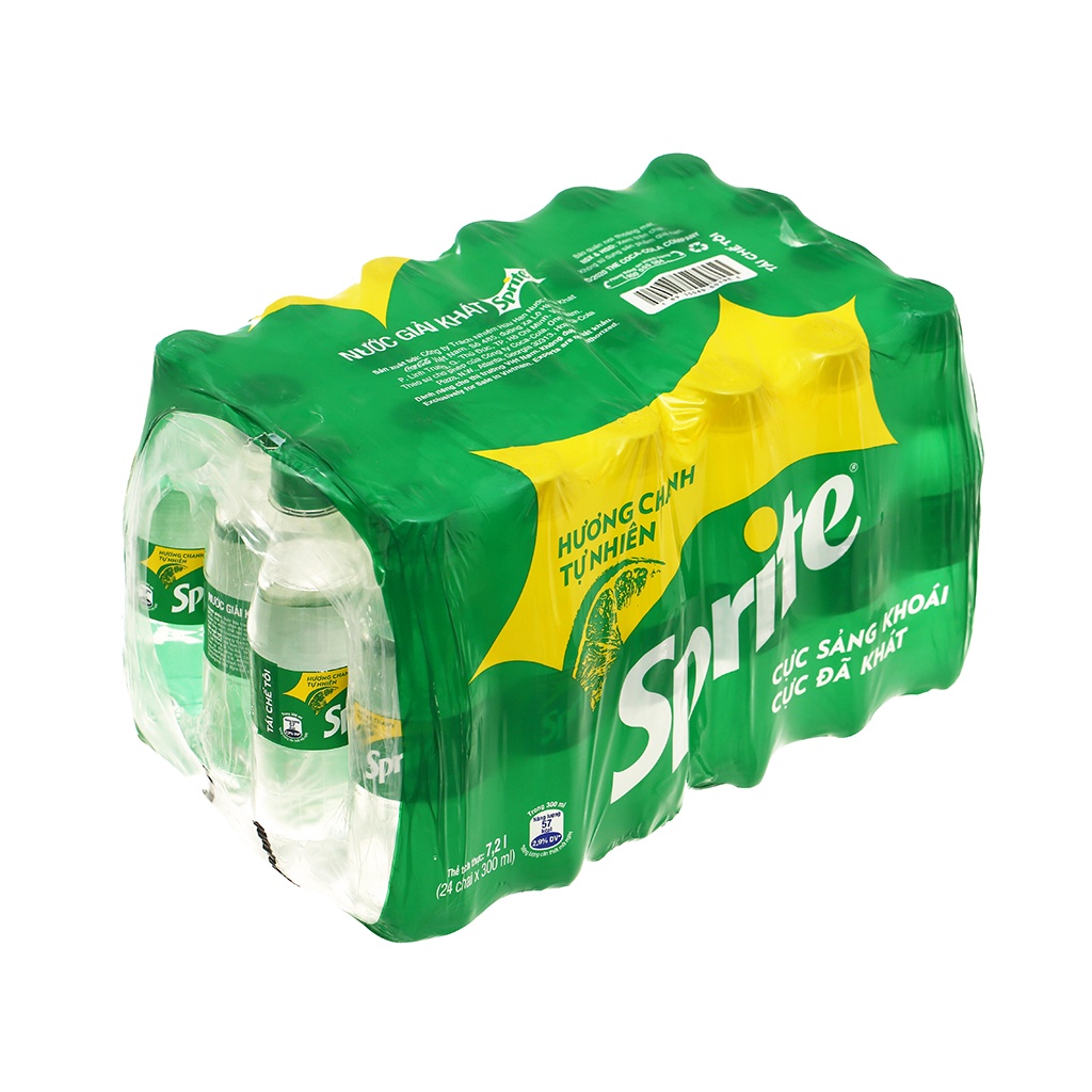 Thùng 24 chai nước ngọt có ga Sprite hương chanh 300ml