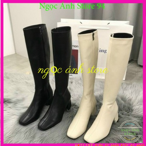 Boot đùi, bốt đùi khóa sườn nữ cao cổ da lì trơn khoá cạnh gót 5p (hàng QC full box) có lót lông | BigBuy360 - bigbuy360.vn