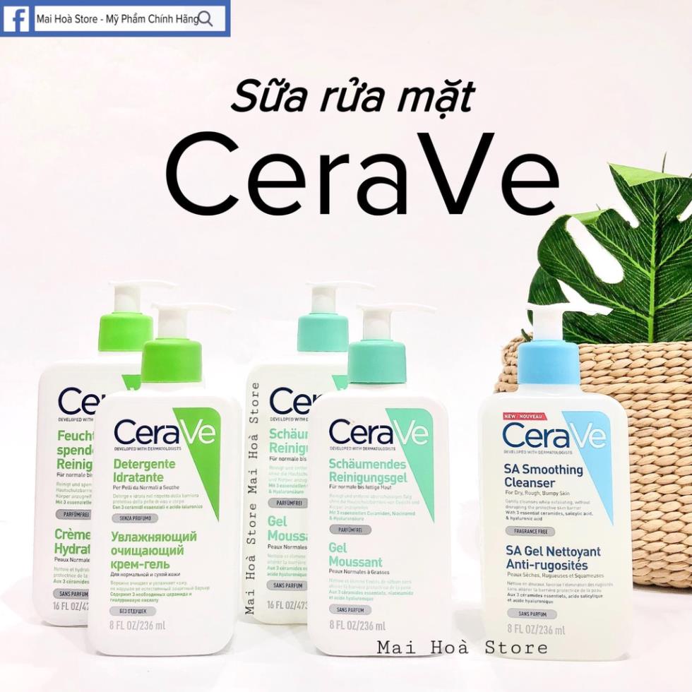 Sữa rửa mặt Cerave 236ml siêu kiềm dầu, siêu cấp ẩm cho mọi loại da, nhất là da nhạy cảm